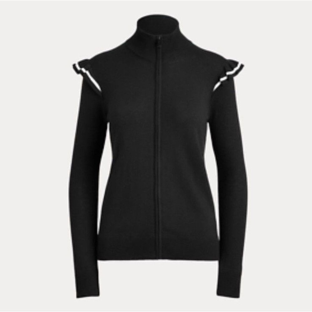 Polo Golf Ralph Lauren Sweater Full Zip Cashmere Blend Ruffle Women’s Small